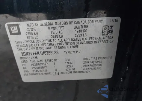 2017 Chevrolet Equinox Lt from USA, damaged, VIN 2GNFLFEK4H6266033